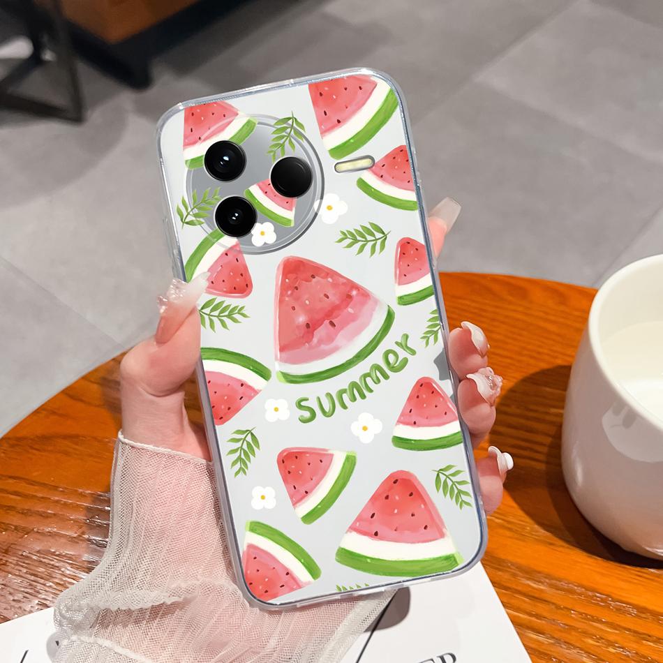 Чехол для POCO F7 Pro / F7 Ultra Летний Цветок Прозрачный Funda для POCO F 7 Мягкая Ультратонкая Задняя Крышка Телефона Ударопрочный Корпус