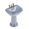 1:12 Dollhouse Miniature Blue Porcelain Bathroom Set Toilet Basin Bathtub