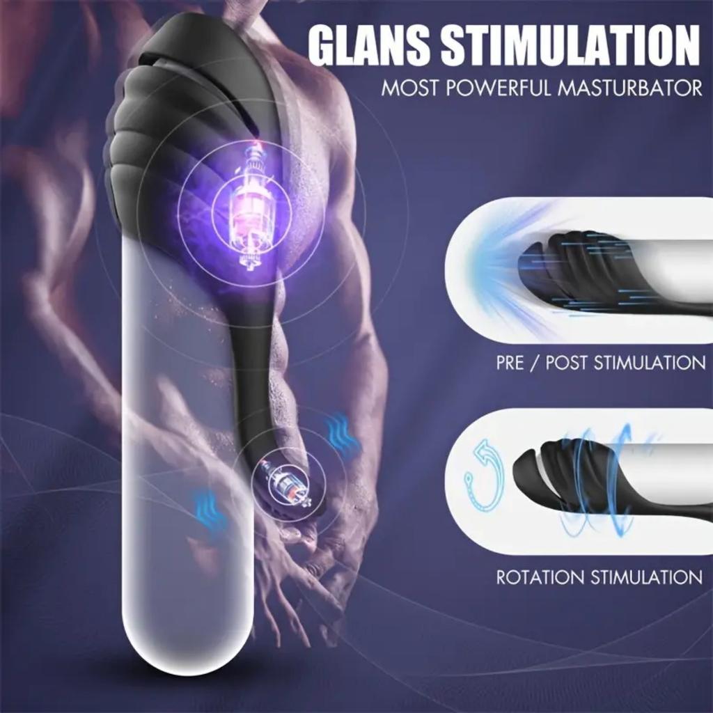 Male Masturbator Penis Vibrator with 9 Vibrations, Men's Glans Training Stimulator, Extends Stamina and Sexual PlaytimeMen's Masturbation Sex Toys