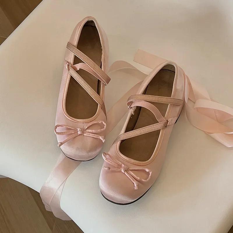 Женские туфли Мэри Джейн с квадратным носком и бантом для балета, сандалии, модное платье со шнуровкой на щиколотке, дизайнерская повседневная обувь Zapatos Mujer