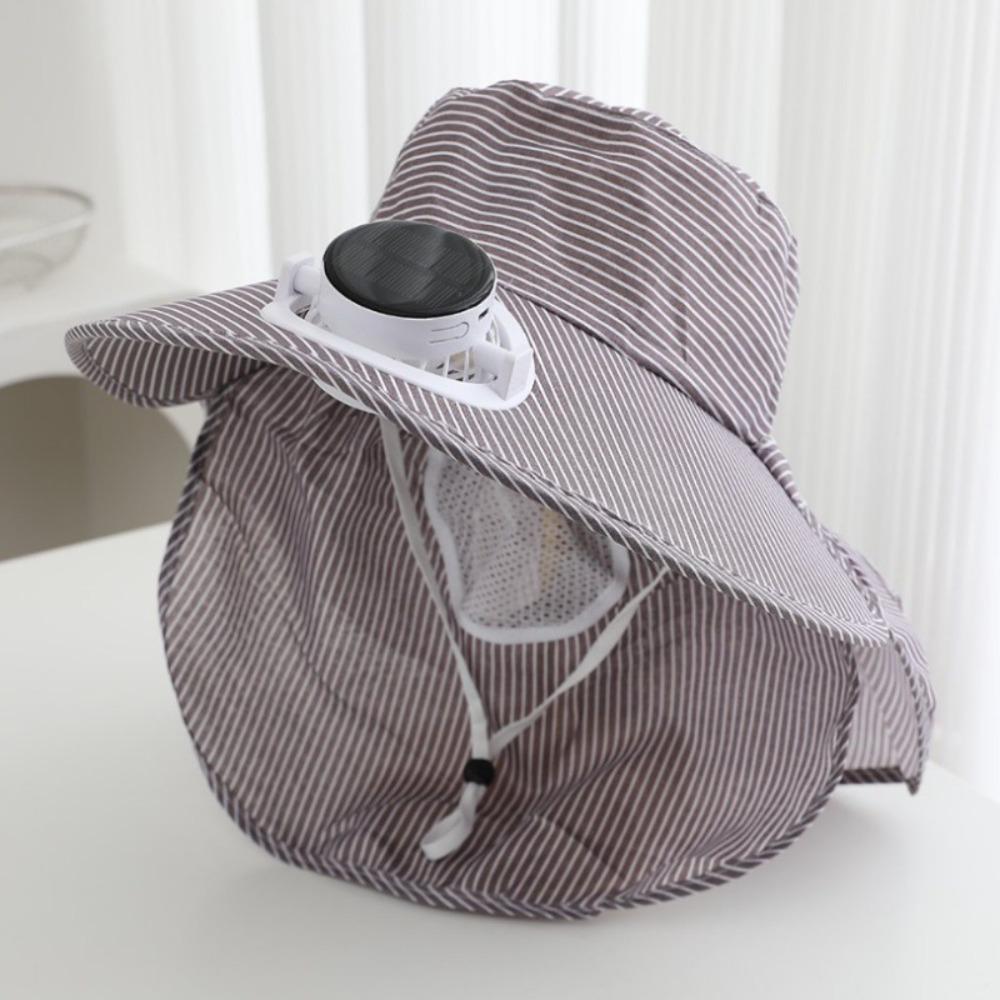 Fashion Solar Fan Face Mask Sun Hat 300mA UV Protection Fisherman's Hat Wide Brim Breathable Tea Picking Work Hat Summer Unisex
