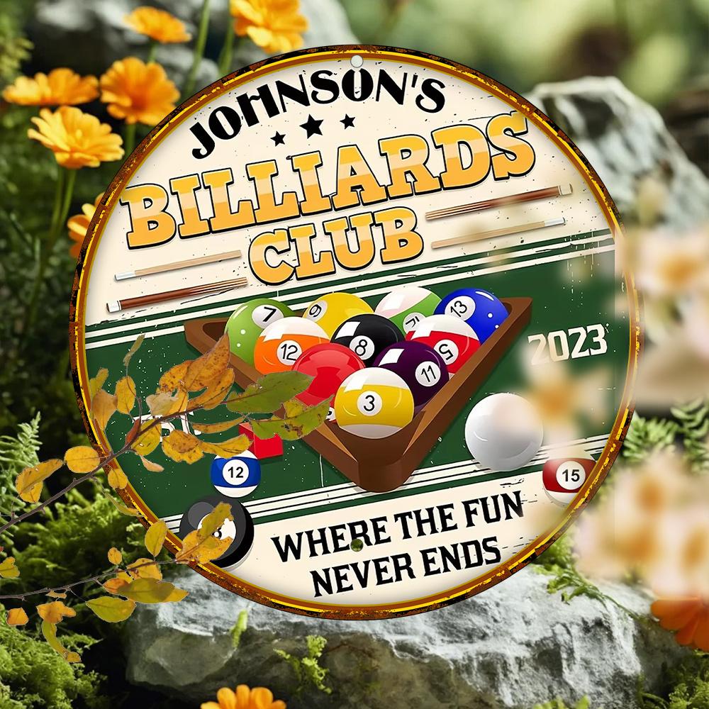 1pc Vintage Johnson'S Billiards Club Wood Sign, UV Printed Wooden Plaque, Dustproof Wall Decor for Home, Garage, Cafe, Restaurant, and BarInches