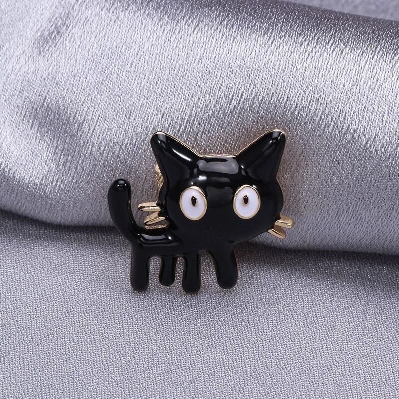 Blucome Модная черная эмалированная брошь в форме кошки для женщин, девочек, детей, шапки, воротник, корсаж, одежда, броши, аксессуары