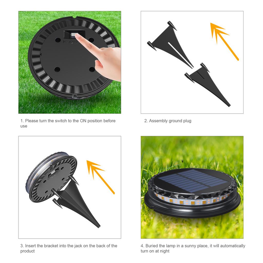 Solar Ground Lights Waterproof Solar Garden Lights Auto On/Off Lawn Landscape Lights In-Ground LED