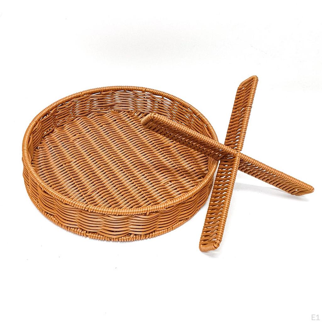 Корзины из искусственного ротанга, разделенная корзина, многофункциональная круглая тарелка для хранения фруктов ручной работы для