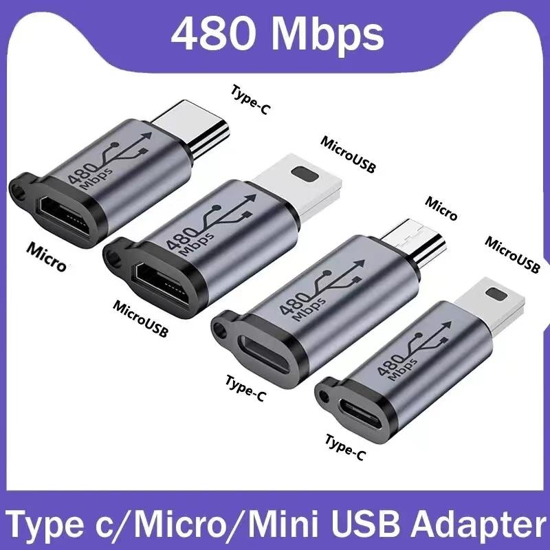 Micro USB Mini USB Type-C Адаптер освещения Синхронизация данных Зарядный преобразователь для iPhone Xiaomi Samsung Адаптер для мобильного телефона USB C Plugs Transfer Converte