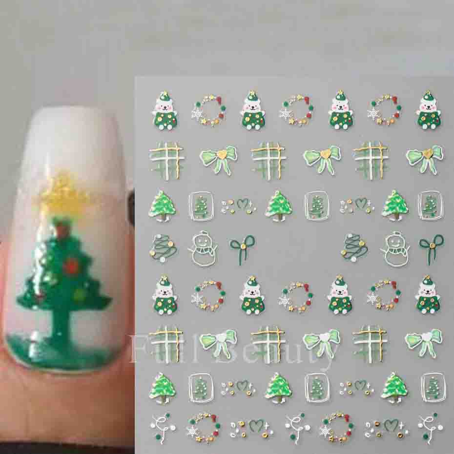 Рождественские наклейки для ногтей, самоклеящиеся наклейки для дизайна ногтей, Рождество, Санта, лось, снежный колокольчик, крутой дизайн, Рождество