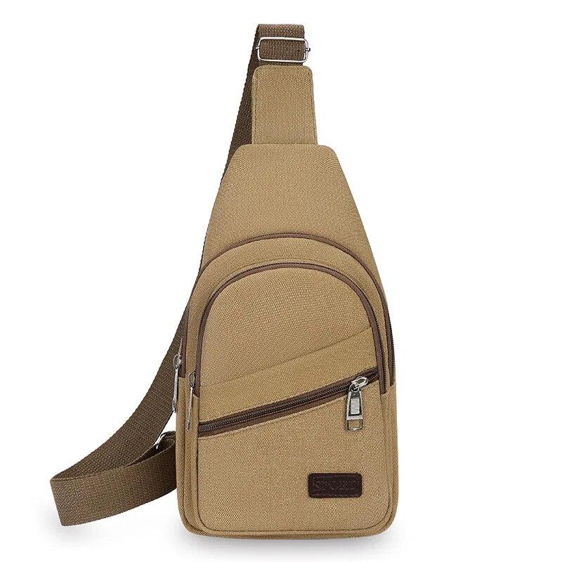 Rilibegan Men's Minimalist Canvas Chest Bag European and American Retro One Shoulder Crossbody Bag