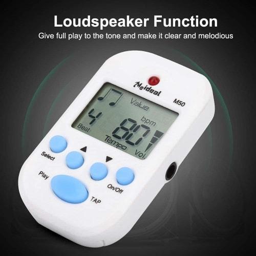Meideal M50 Mini Digital Metronome, Digital Tempo, 30-280 Bpm, 0-9 Beat Values, High Volume, Clip-on, 5.5 X 3.2 X 3.5 Cm, Compact, Plastic, Compatible