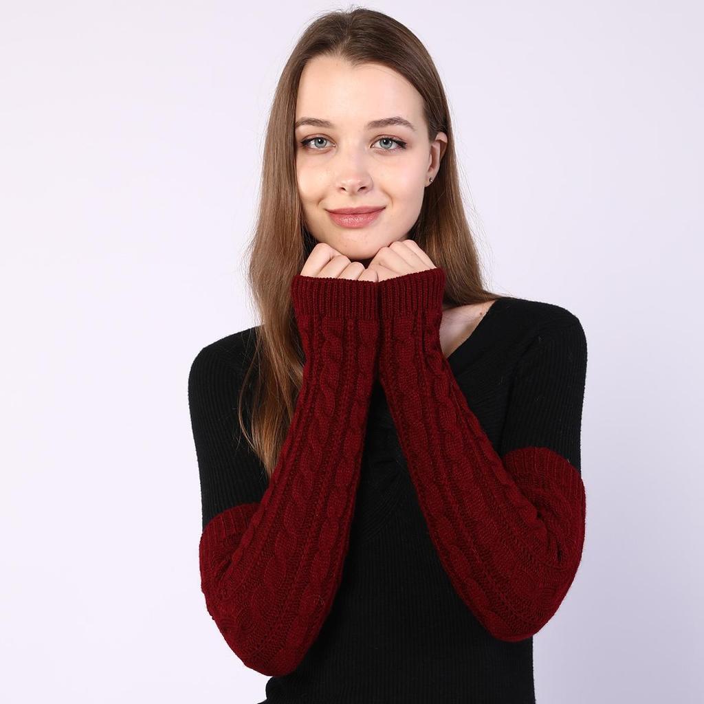 Длинные перчатки Twist корейской версии, женские, осень-зима, новые, полупальцевые шерстяные перчатки, вязаные, теплые, с открытыми пальцами, рукавами-поддельными рукавами