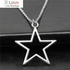 Модное простое винтажное античное серебряное ожерелье 36x33 мм с полой звездой для женщин