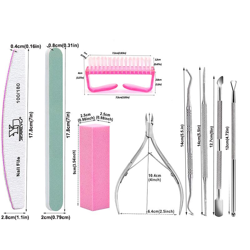 12Pcs Nail Care Kit, Nail File Buffing Block, Cuticle Pusher, Dead Skin Nail Clipper, Brush Accessories Set, Professional Manicure Tools