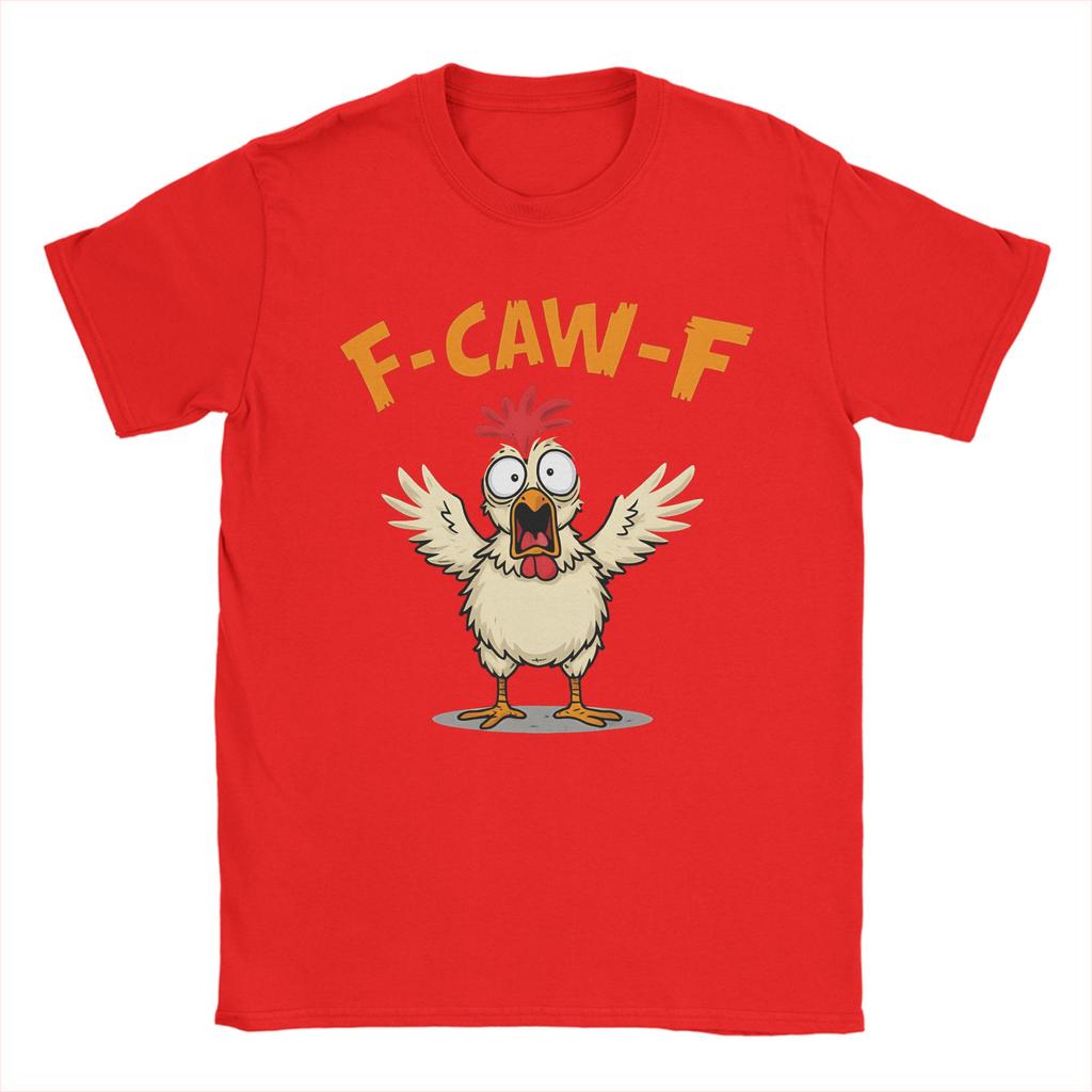 Men's T-Shirt Funny F-Caw-F Spooky Chicken Meme (2) Fashion 100% Cotton Tee Shirt Short Sleeve  T Shirt Crewneck Tops Gift Idea
