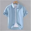 Men's Summer Short-sleeved Casual Linen Shirt Button Commuter Breathable Outerwear Tops