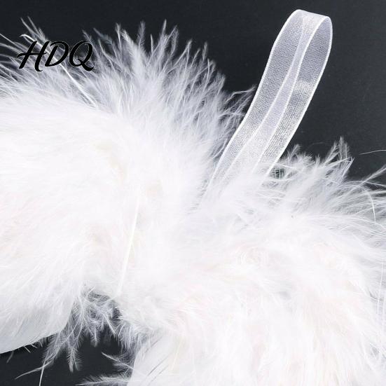 Festive Home Decor 10Pcs White Feather Angel Wings Ornament for Christmas Tree Decoration Soft Fluffy Hanging Decorations Pendant with Lanyard