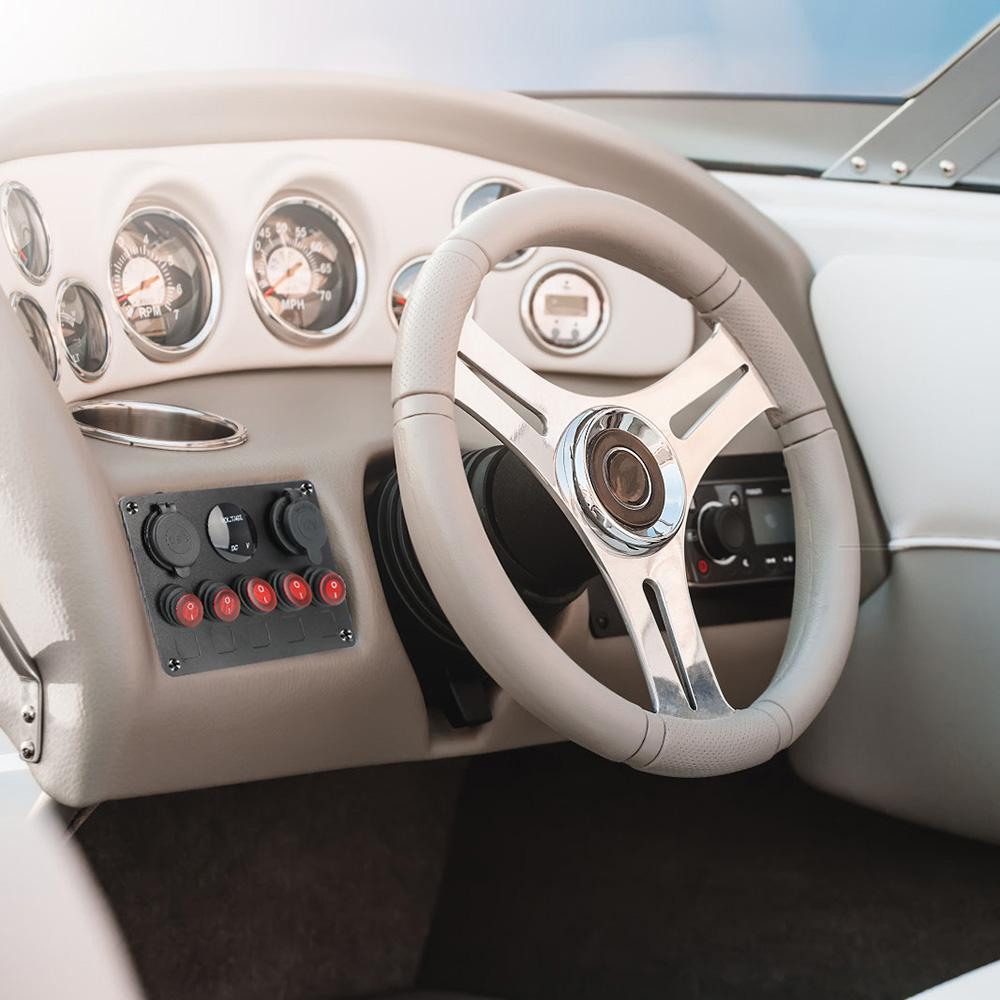 Автомобильная панель переключателей 12 В розетка двойной USB порт цифровой вольтметр 5-клавишный светодиодный тумблер