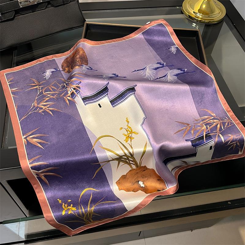 New 100% Natural Real Silk Scarf Women Bandana Square Scarves Wrap Kerchief Mulberry Fashion Luxury High Quality Hijab For Lady
