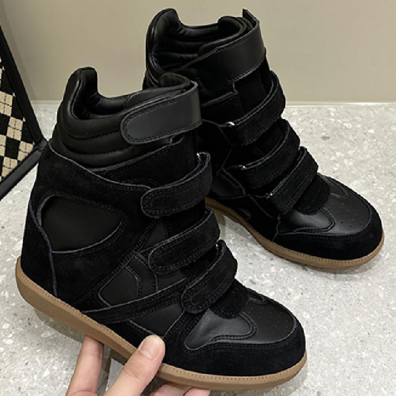 Женская обувь на липучках, увеличивающая рост, скрытая внутренняя высота, осенняя новинка, спортивная и повседневная обувь, немного увеличивающая рост и стройнящая