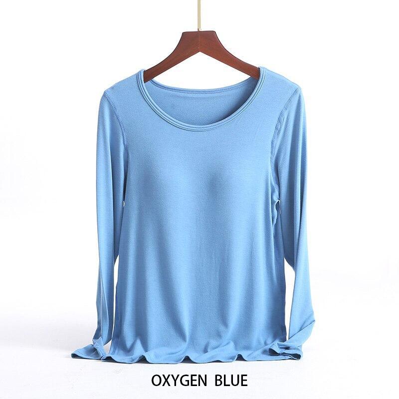 Весенне-осенние пижамы с длинными рукавами и накладкой на груди. Бюстгальтер для домашнего обслуживания. Встроенная осенняя домашняя базовая внутренняя одежда для женщин.