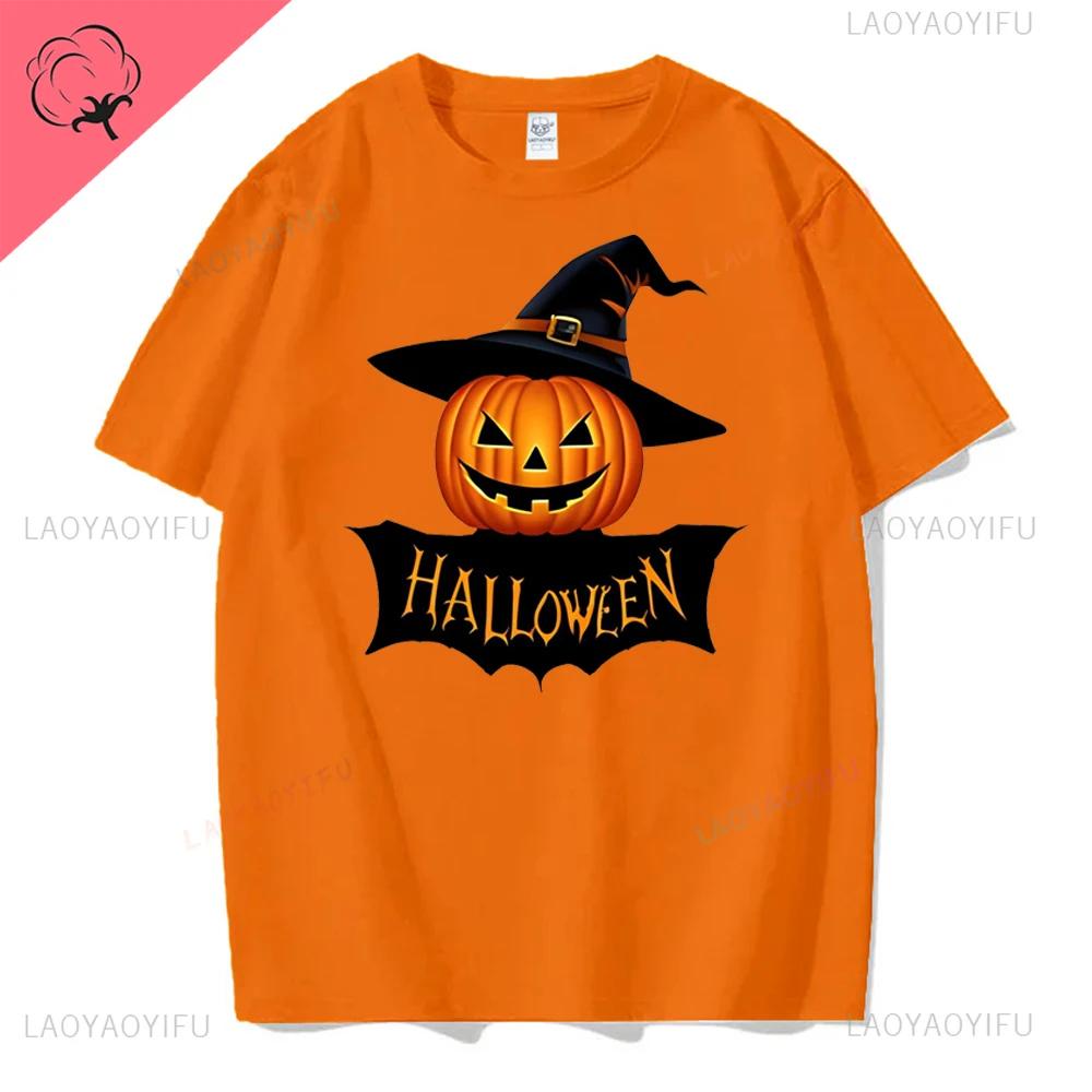 Jack Lanterns Women Ghost Pumpkin Bat Skeleton Print Round Neck Pullovers Cotton Shirt Graphic T Shirts Yk Top Harajuku Tops