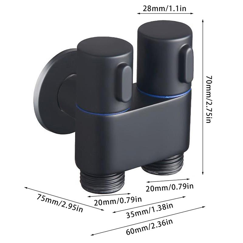 G1/2 Three-way Filling Angle Valve Wall Mount One Into Two Out Water Controller Toilet Bidet Cleaning Sprayer Accessories