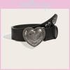 Retro Color Solid Summer Punk Leather Belt With Heart Snap Closure Trendy Look