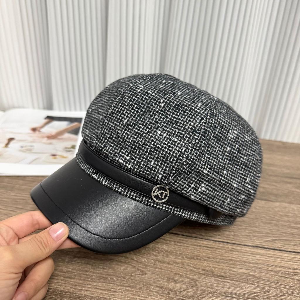 New Xiaoxiangfeng leather brim octagonal hat children's autumn temperament versatile newsboy hat literary and retro beret