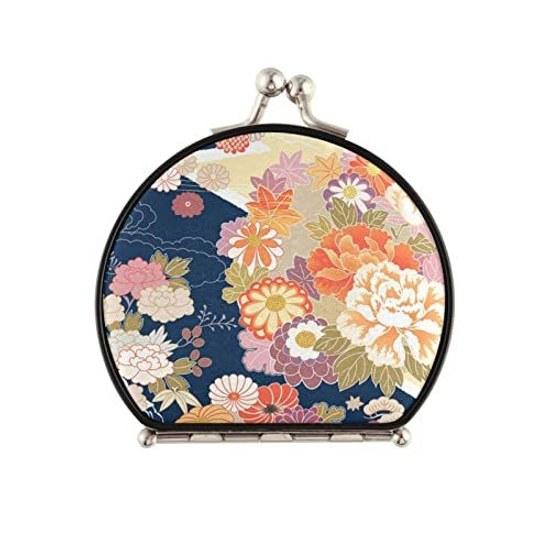 SUKAU portable mirror cute folding stylish makeup Japanese pattern flower style hand double-sided 2x magnification adjustable angle ultra-lightweight