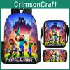 Minecraft Cartoon Printed Backpack Student Schoolbag Shoulder Bag Pencil Bag