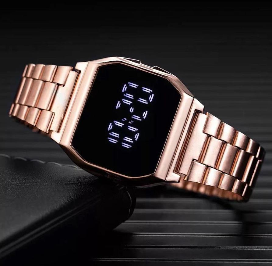 Модные унисекс модные сенсорные экраны унисекс золотые водонепроницаемые винтажные часы для женщин и мужчин