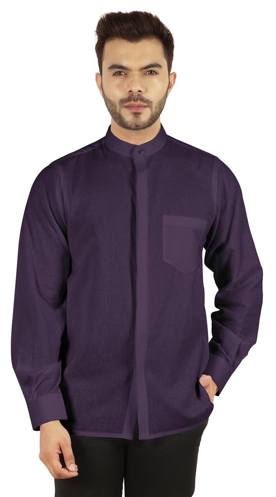 BestMan Мужская однотонная рубашка на пуговицах с китайским воротником и планкой спереди для формального случая