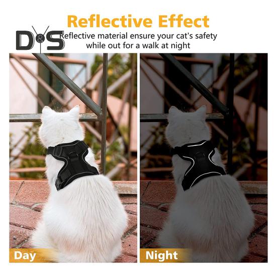 Кошачья шлейка и поводок для прогулок, регулируемый, устойчивый к побегу, жилет для котят, шлейка со светоотражающими полосками для котят средних и больших размеров