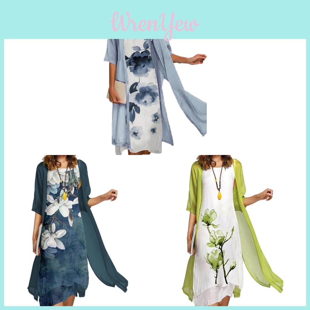European Summer Casual Dress Two Piece Set With Print Pattern For Women