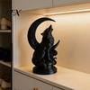 Matte Black Wolf Figurine 3D Printed Howling Sculpture with Crescent Moon Base, High-density PLA Finish Collector Art, Gothic Statue for Bookshelf