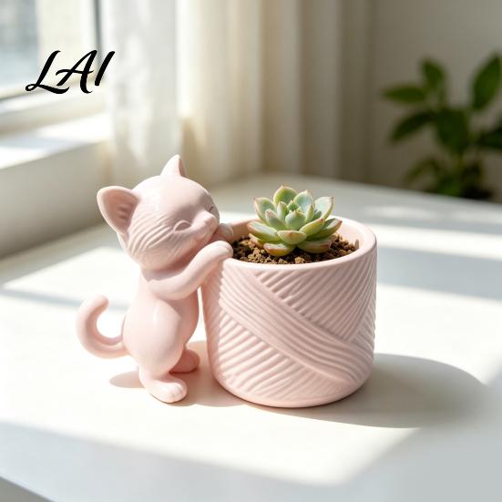 Пластиковый горшок для суккулентов PLA, напечатанный на 3D-принтере, горшок-котик, милый горшочек для цветов-китти, декоративные подарки для женщин, для растений, кактусов, декор для дома, офиса, стола, маленький