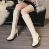 Women's High-heeled Boots Autumn and Winter New Style European and American Style Slim Heel Solid Color Plus Size Mid Length Boots