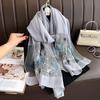 Springautumn 2024 Imitation Embroidered Womens Silk Scarf Elegant Versatile Thin Decorative