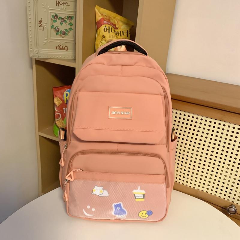 Студенческий школьный женский однотонный рюкзак большой емкости