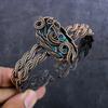 Natural Tibetan Turquoise Gemstone Copper Wire Wrap Cuff Bangle Adjustable P2T61
