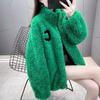 Black Stand-up Collar Lamb Wool Jacket Women's Autumn and Winter Fleece Thickened Cardigan Zipper Versatile Top