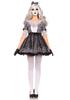 LEG AVENUE Pretty Porcelain Doll Lace Ribbon and Face Mask Size 85511 Dress, Headband, Set, Small, Black/White,