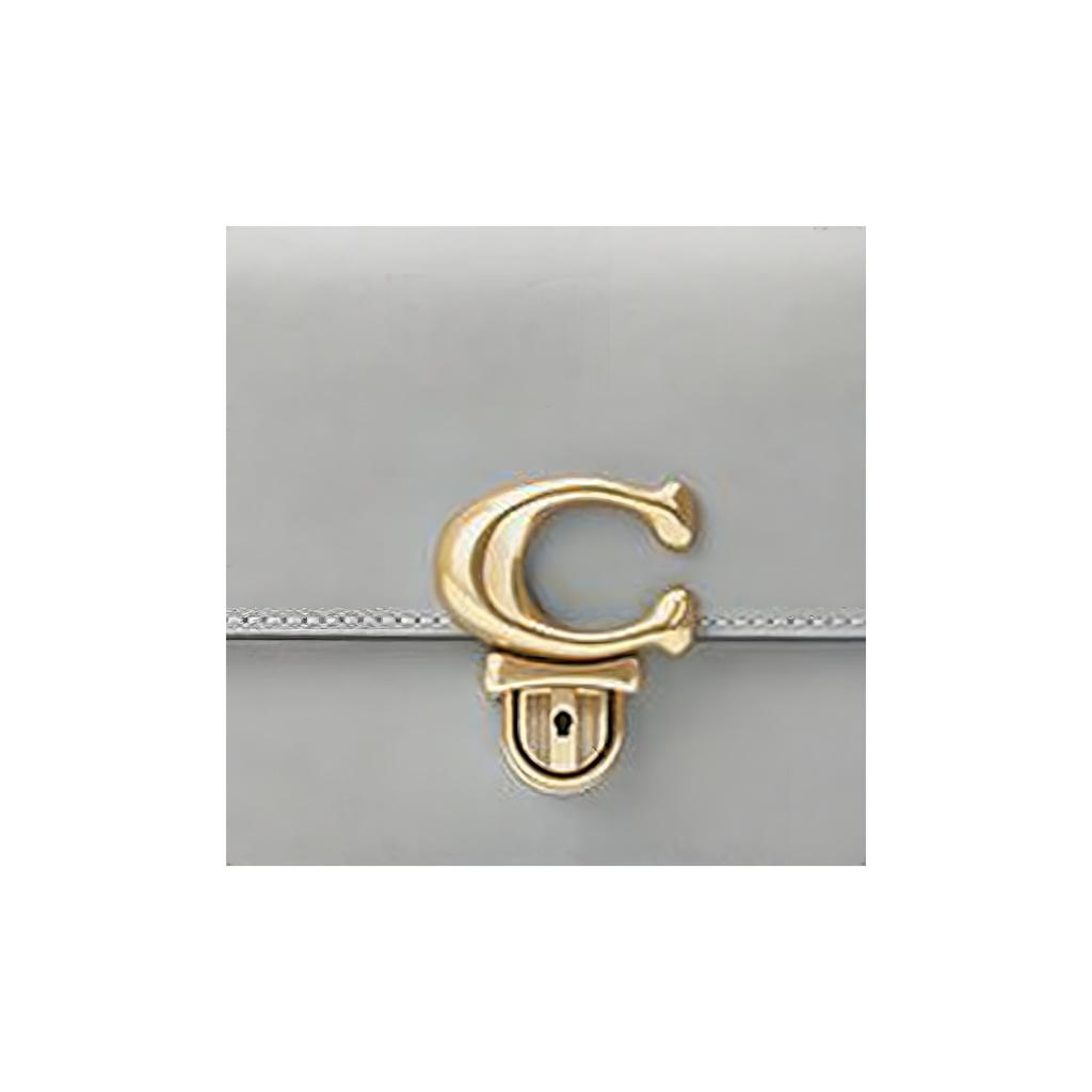 Coach Сумка через плечо Studio 19, однотонная, с золотой пряжкой и логотипом, клапан, регулируемый плечевой ремень, кожаная, маленькая, женская, серая C7936-B4DOY