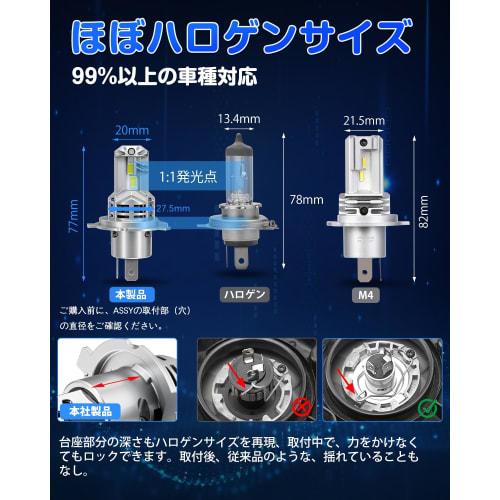 SUPAREE H4 LED Headlight, Vehicle Inspection Compatible, Explosive Light, Hi/Lo Switching, Halogen Size, 9x Brightness, DC12V, For Cars/Motorcycles, 6