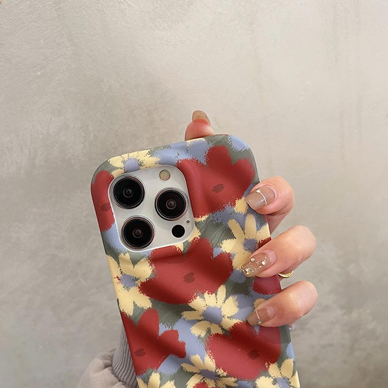 Чехол с изображением желтых цветов маслом для Iphone 13 11 12 14 Pro Max 14 Plus 3d Curve Design Противоударная задняя крышка