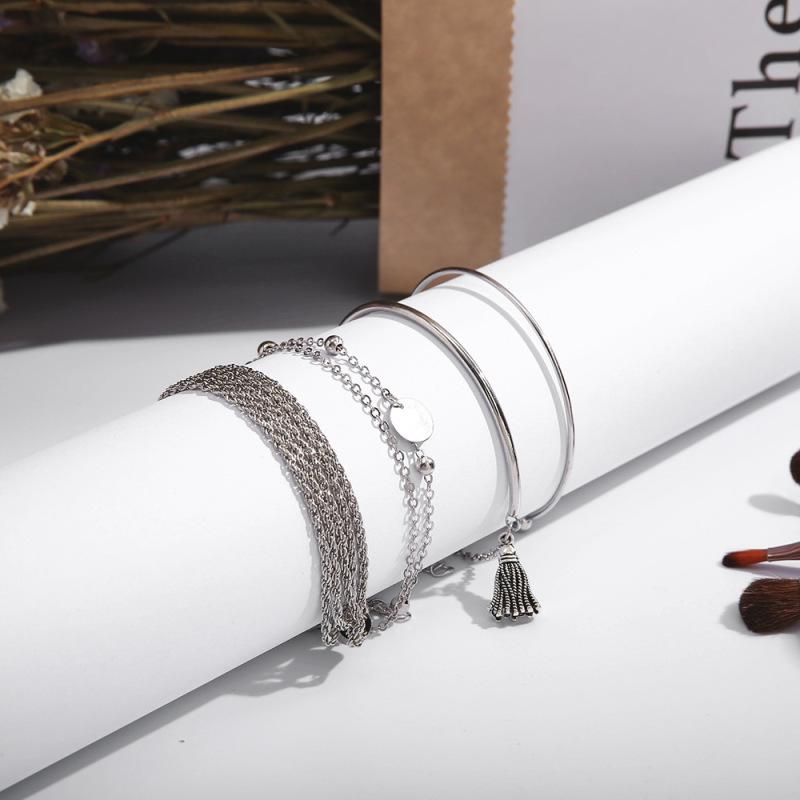 RUI RUI YU 4 шт./компл. женский браслет с кисточками, многослойный браслет-цепочка с диском