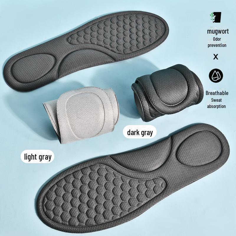 High-Elastic Cushioned Insoles: Soft, Breathable, Sweat-Absorbing, and Deodorizing - Ideal for Sports and Military Training.