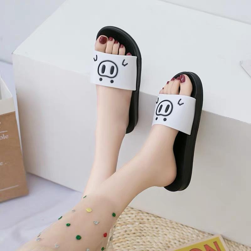 Модные женские летние домашние тапочки, новые нескользящие домашние тапочки с рисунком свиньи из мультфильма, на толстой подошве, для ванной, для влажной воды, для улицы, сандалии, легкие