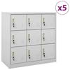 VidaXL Locker Cabinets 5 Pcs Light Grey 90x45x92.5 Cm Steel, 138 Kg