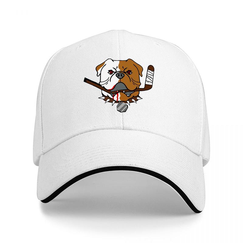 Bulldog Baseball Hat with Bat and Ball Design Black Adjustable Cap for Sports Fans and Dog Lovers Casual Streetwear Accessory