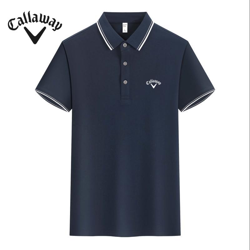 Callaway 2025 Летняя мужская и женская вышитая рубашка-поло Ice Skin Plain Solona Cotton с цветным воротником и блоками